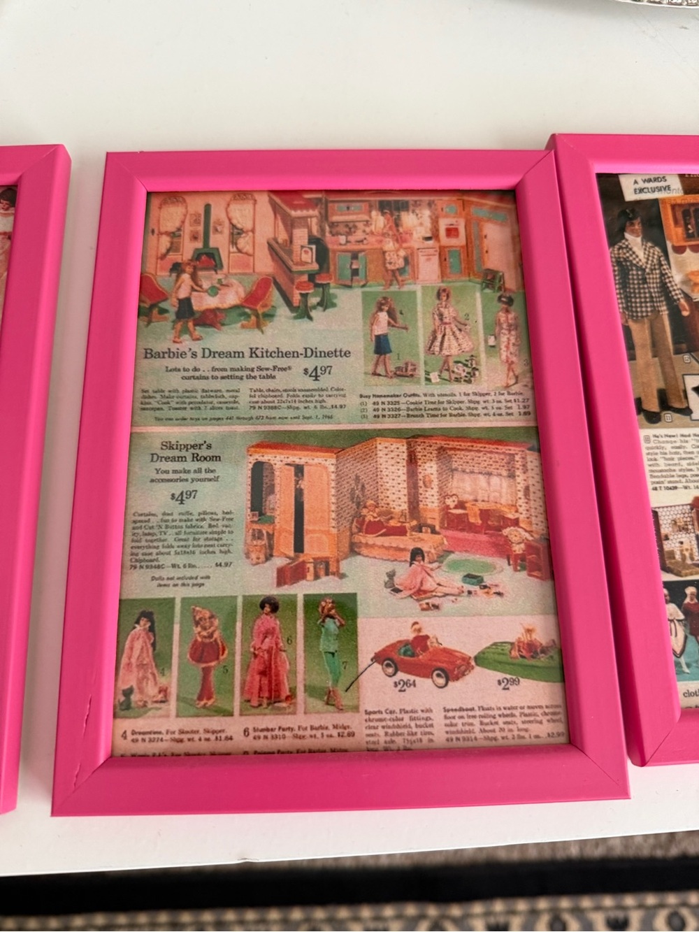 Set of 4 Pink Framed Vintage Barbie Print Art - Picture 4 of 7